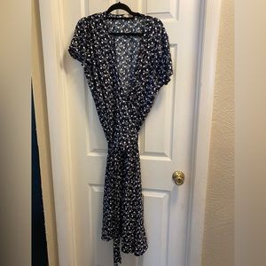 COPY - Blue with flowers wrap around dress, size 22 from the loft, never been w…